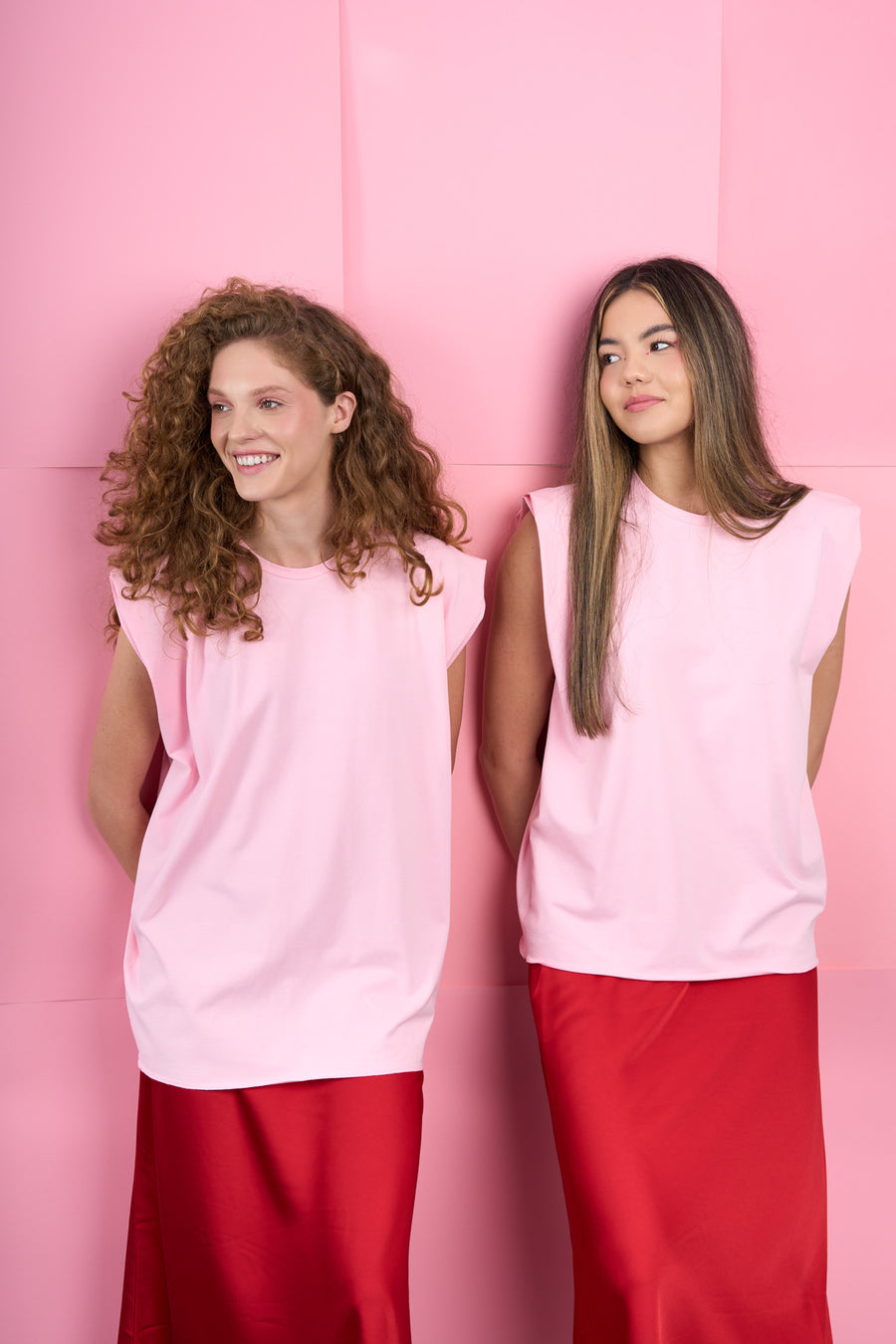 Pink sleeveless t-shirt