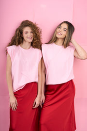 Pink sleeveless t-shirt