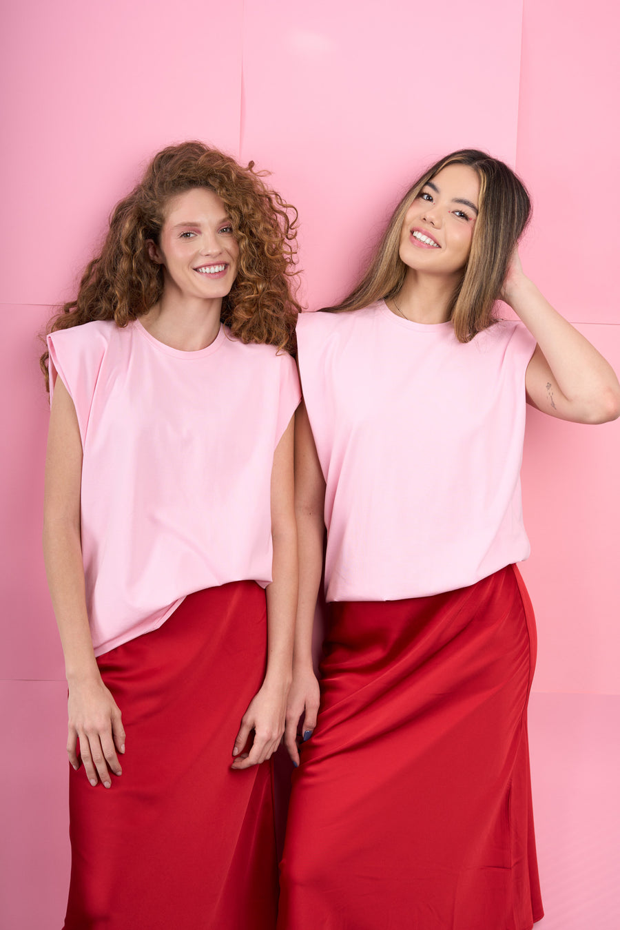 Pink sleeveless t-shirt