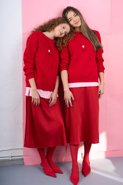 Red sweatshirt with detachable print