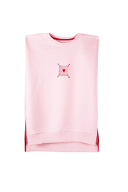 Pink sleeveless sweatshirt with detachable prints