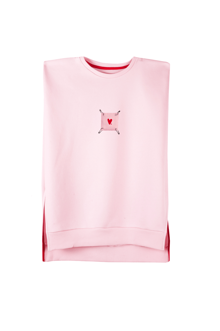 Pink sleeveless sweatshirt with detachable prints