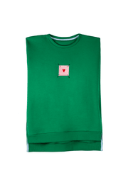 Green sleeveless sweatshirt with detachable prints