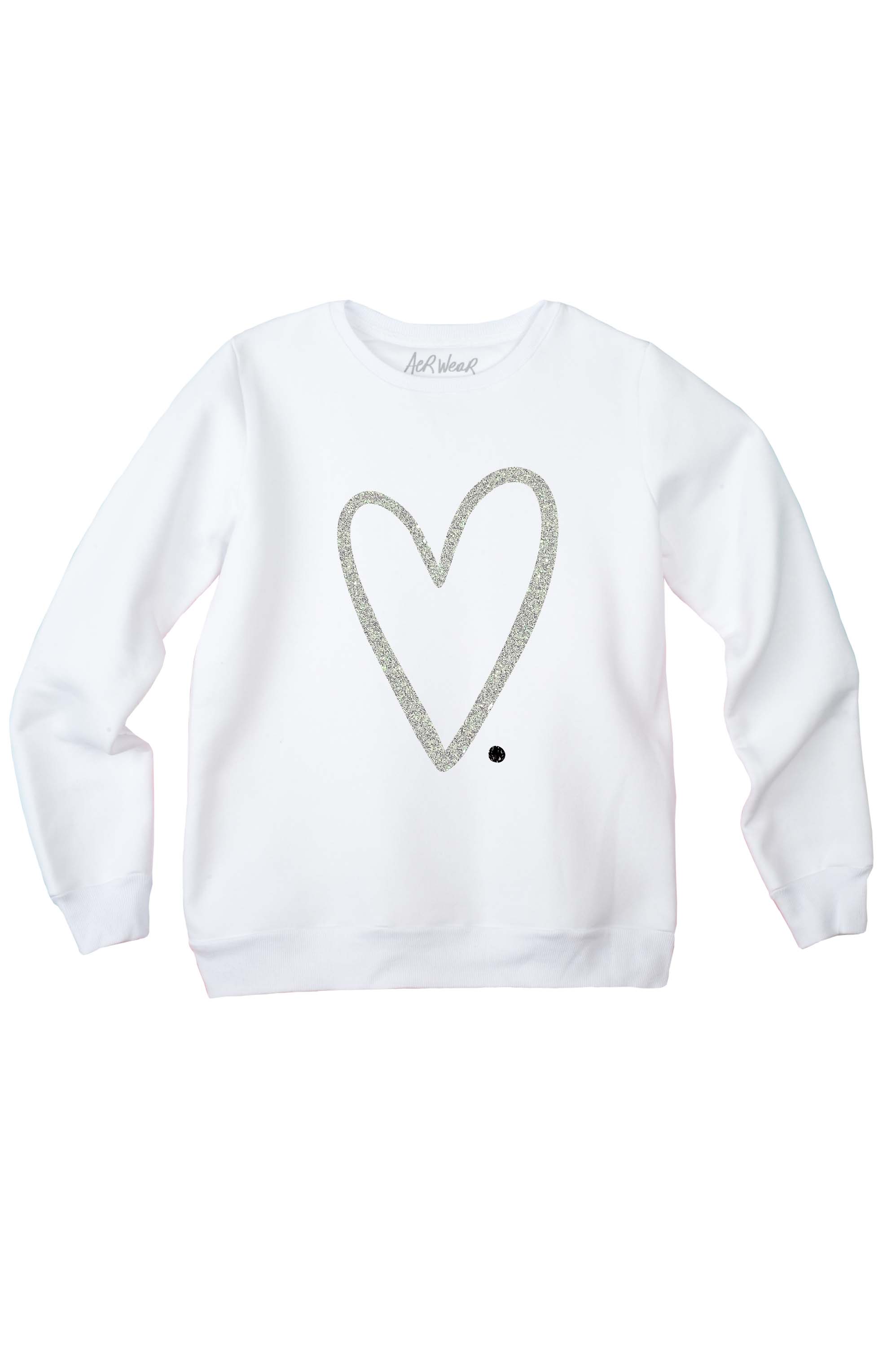 White Glitter Outline Heart Sweatshirt