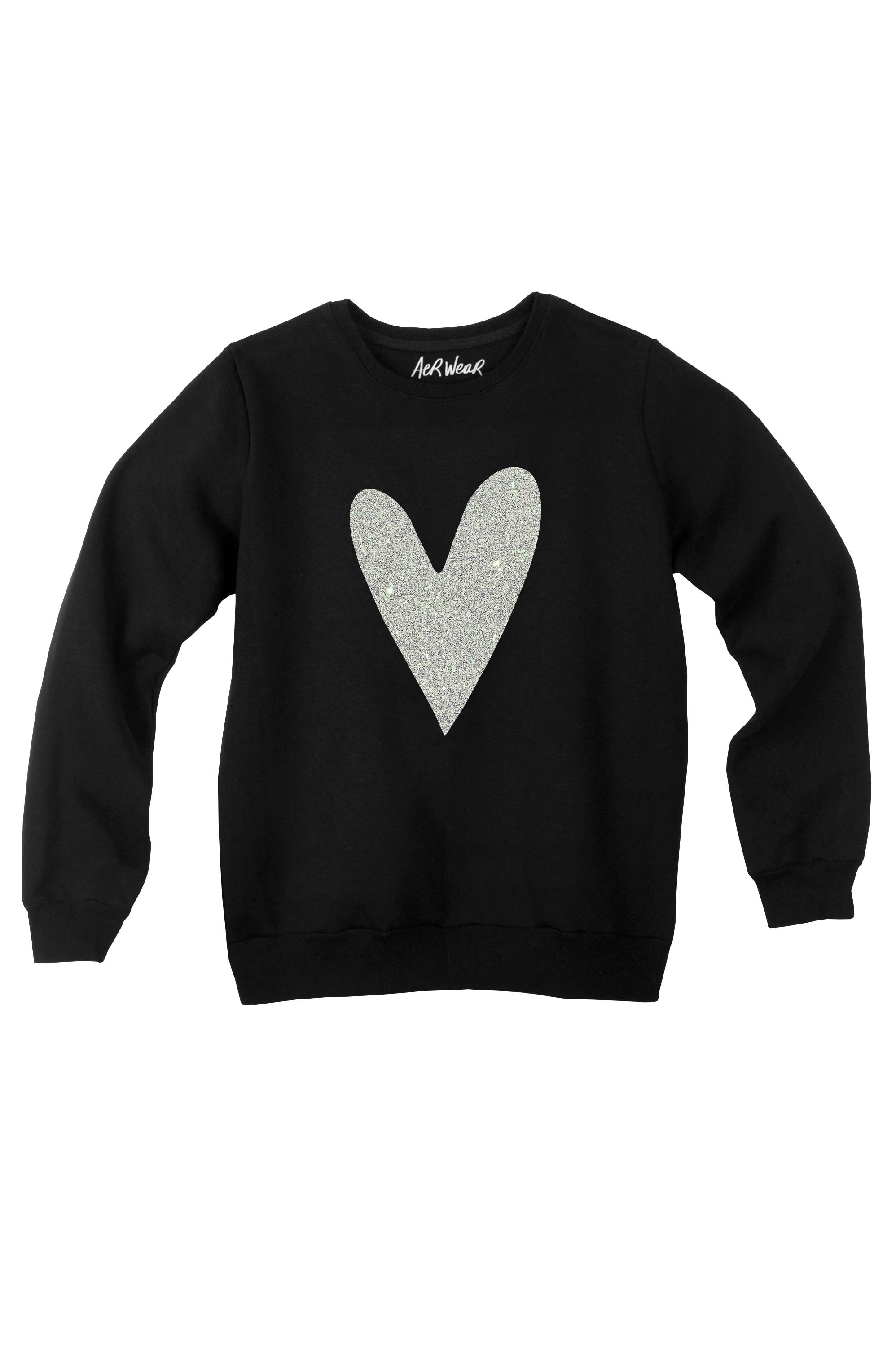 White Glitter Heart Sweatshirt