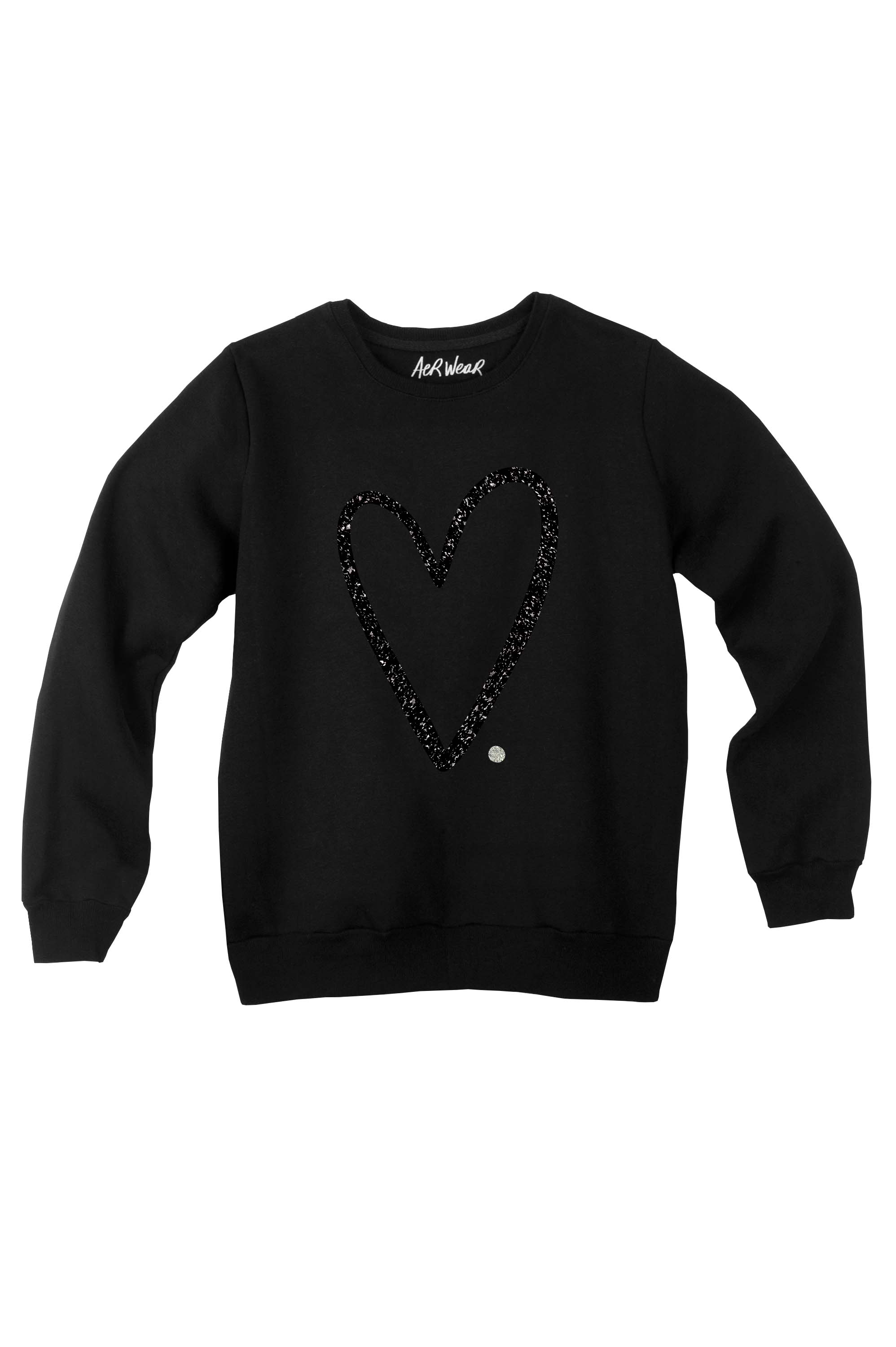 Black Glitter Outline Heart Sweatshirt