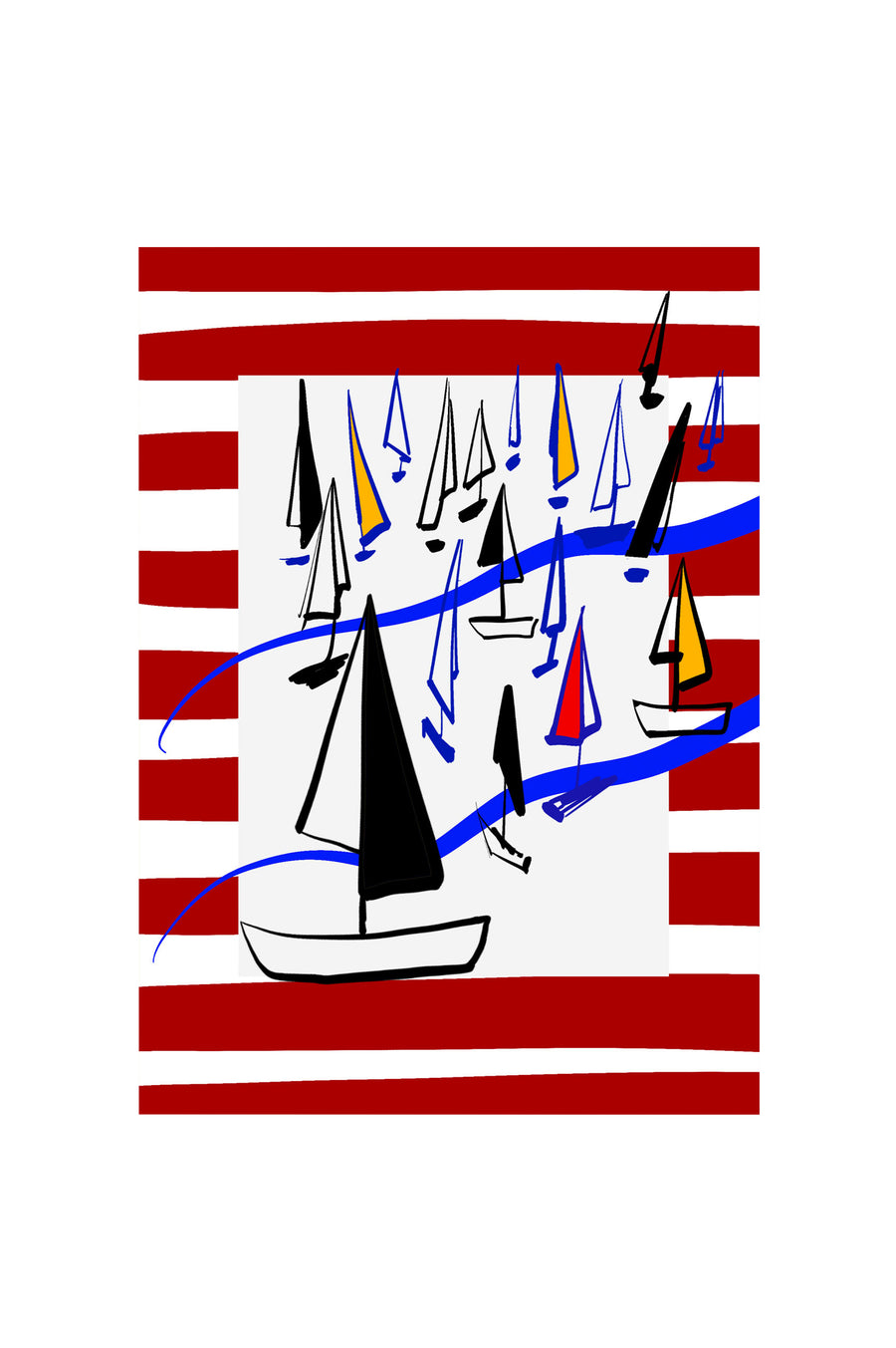 Striped sea greeting cards