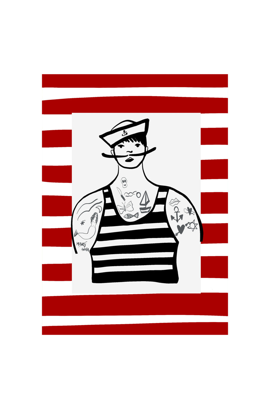Striped sea greeting cards