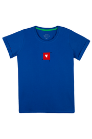 Blue t-shirt with detachable prints