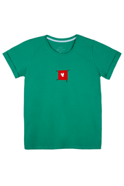 Green t-shirt with detachable prints